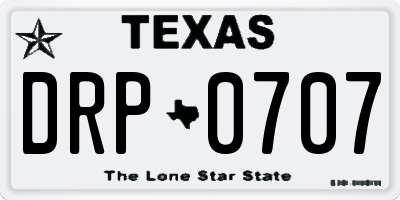 TX license plate DRP0707