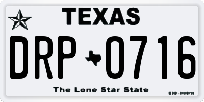 TX license plate DRP0716
