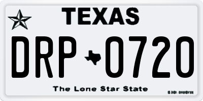 TX license plate DRP0720