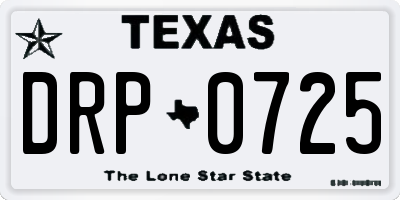 TX license plate DRP0725