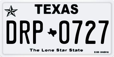 TX license plate DRP0727