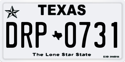 TX license plate DRP0731