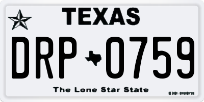 TX license plate DRP0759