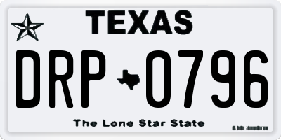 TX license plate DRP0796