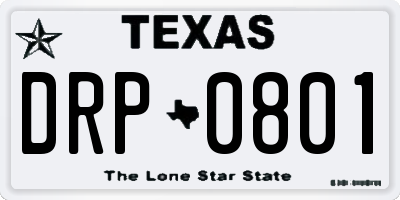 TX license plate DRP0801