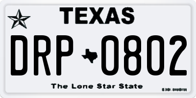 TX license plate DRP0802
