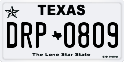 TX license plate DRP0809