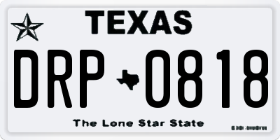 TX license plate DRP0818
