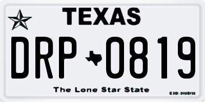 TX license plate DRP0819