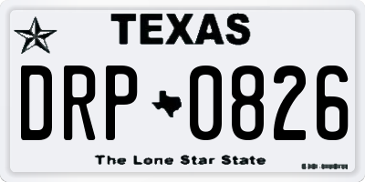 TX license plate DRP0826