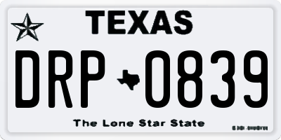 TX license plate DRP0839
