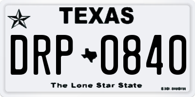 TX license plate DRP0840