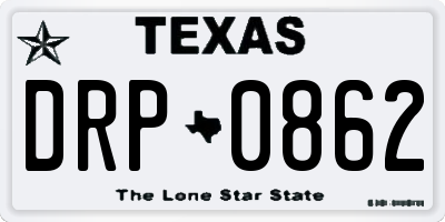 TX license plate DRP0862