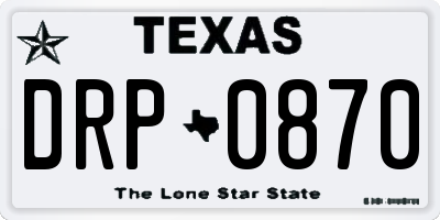 TX license plate DRP0870