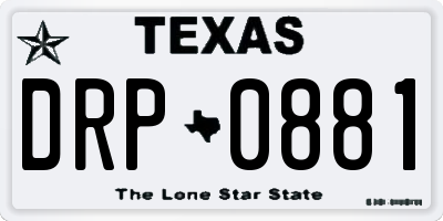 TX license plate DRP0881