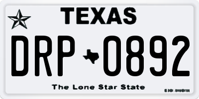 TX license plate DRP0892