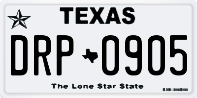 TX license plate DRP0905