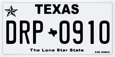 TX license plate DRP0910