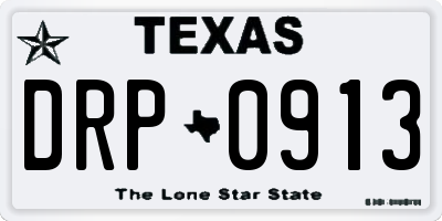 TX license plate DRP0913