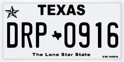 TX license plate DRP0916