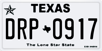 TX license plate DRP0917