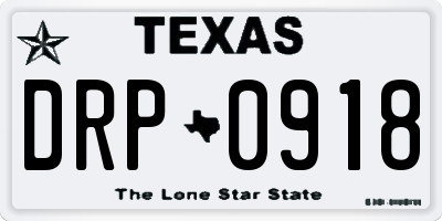 TX license plate DRP0918