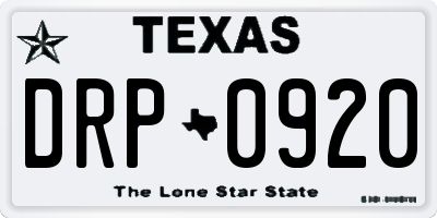 TX license plate DRP0920