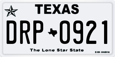 TX license plate DRP0921