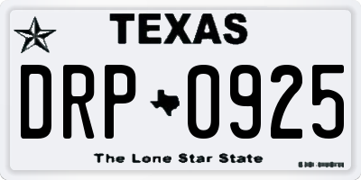 TX license plate DRP0925