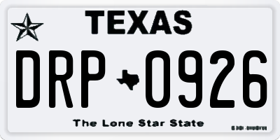 TX license plate DRP0926