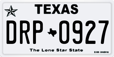 TX license plate DRP0927