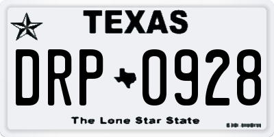 TX license plate DRP0928