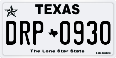 TX license plate DRP0930