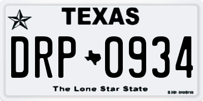 TX license plate DRP0934