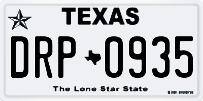 TX license plate DRP0935