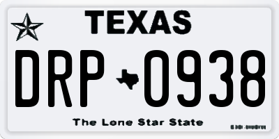 TX license plate DRP0938