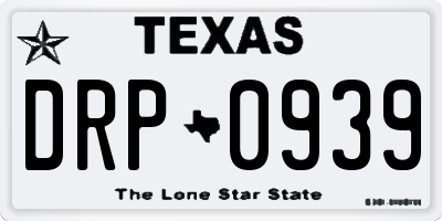 TX license plate DRP0939