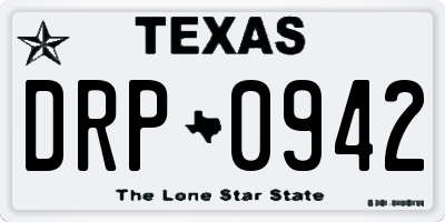 TX license plate DRP0942