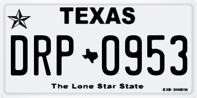 TX license plate DRP0953