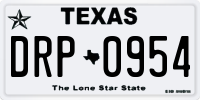 TX license plate DRP0954