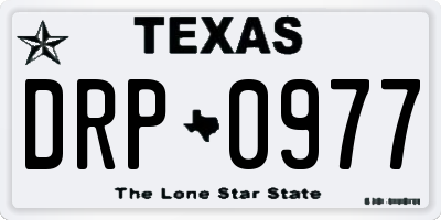 TX license plate DRP0977
