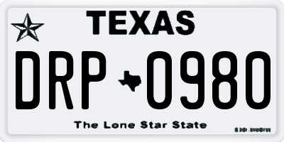 TX license plate DRP0980