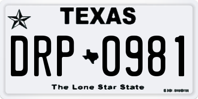 TX license plate DRP0981