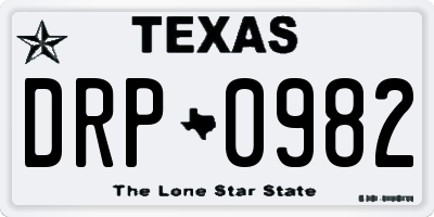 TX license plate DRP0982