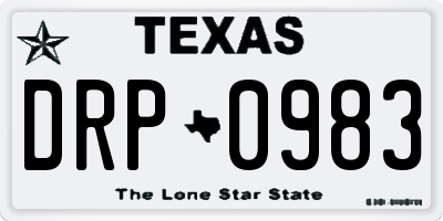 TX license plate DRP0983