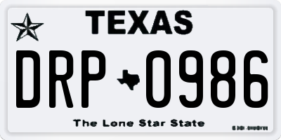 TX license plate DRP0986