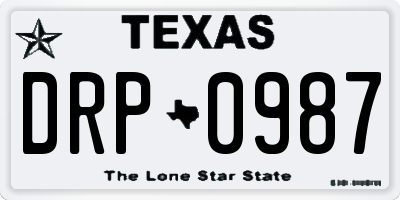 TX license plate DRP0987