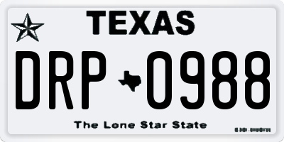 TX license plate DRP0988