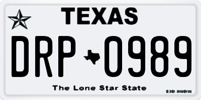 TX license plate DRP0989