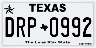 TX license plate DRP0992